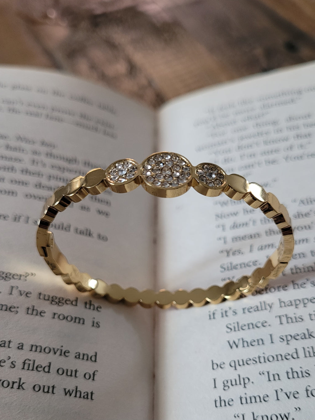 Gold Plated Crystal Oval Bangle