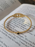 Gold Plated Black Clover Accent Bangle