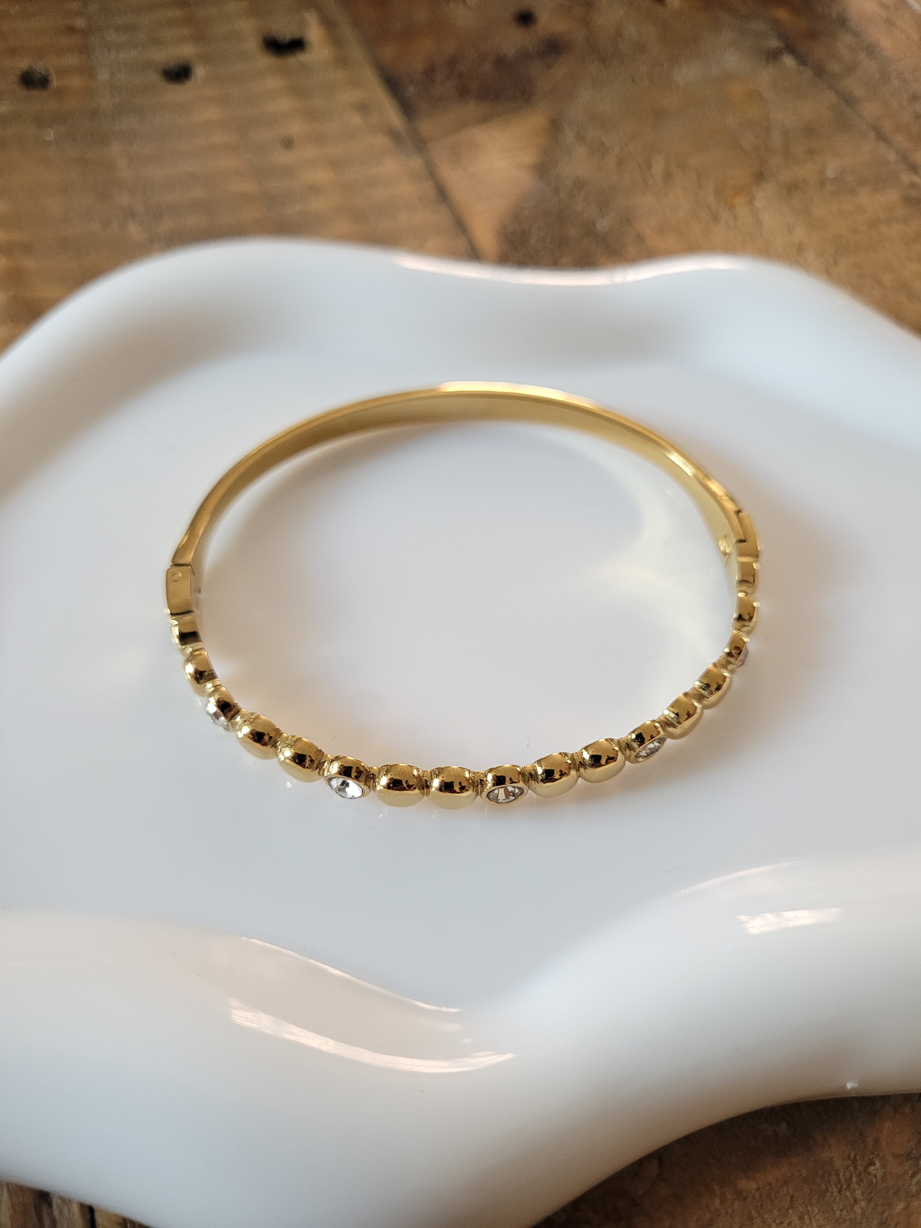 Gold Plated Beaded Crystal Bangle