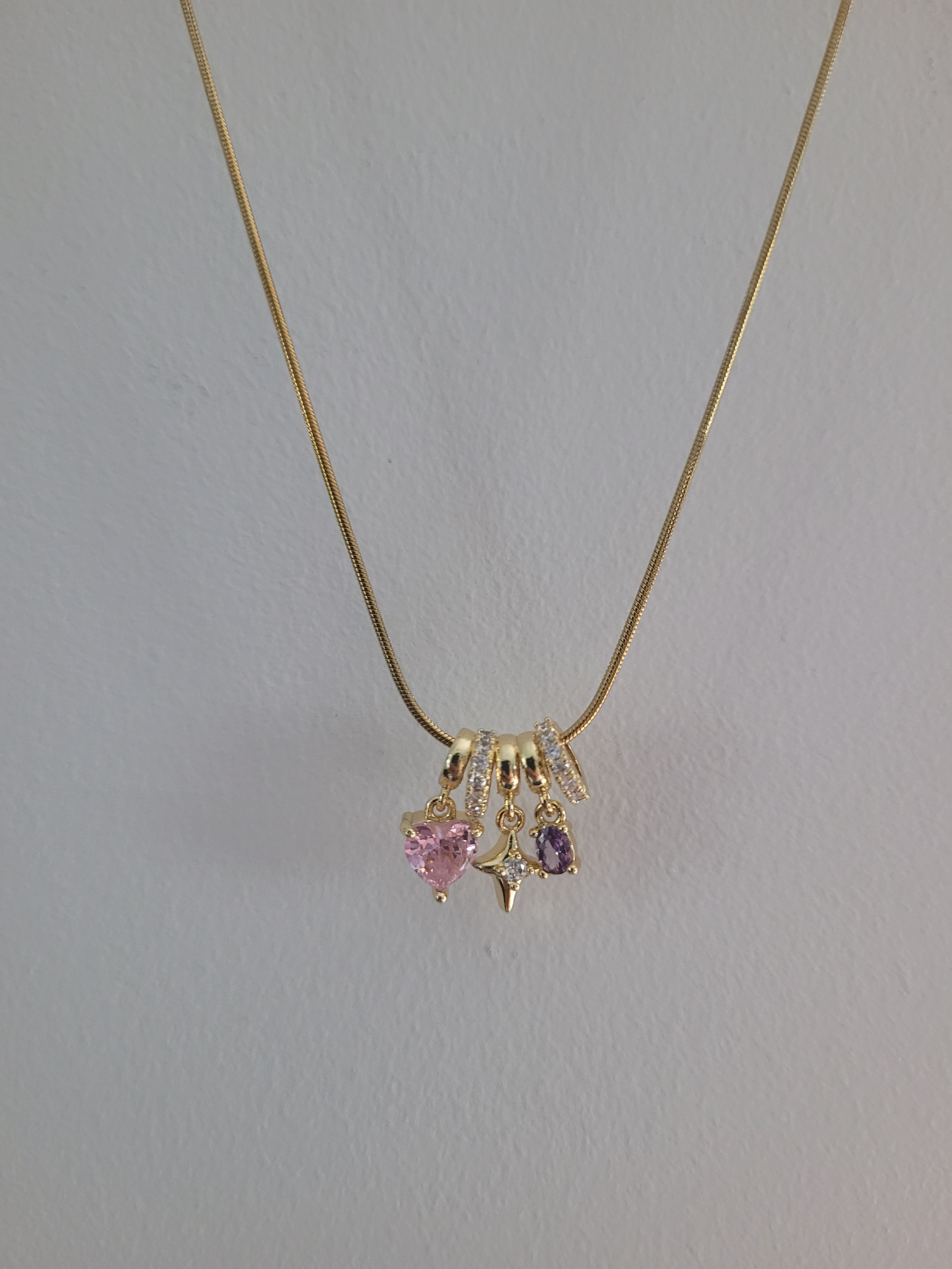 Gold Plated Charm Cluster Necklace