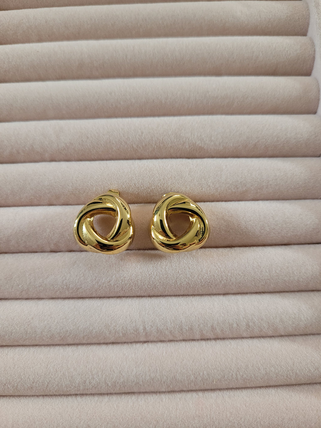 Gold Plated Twisted Hoop Stud Earrings