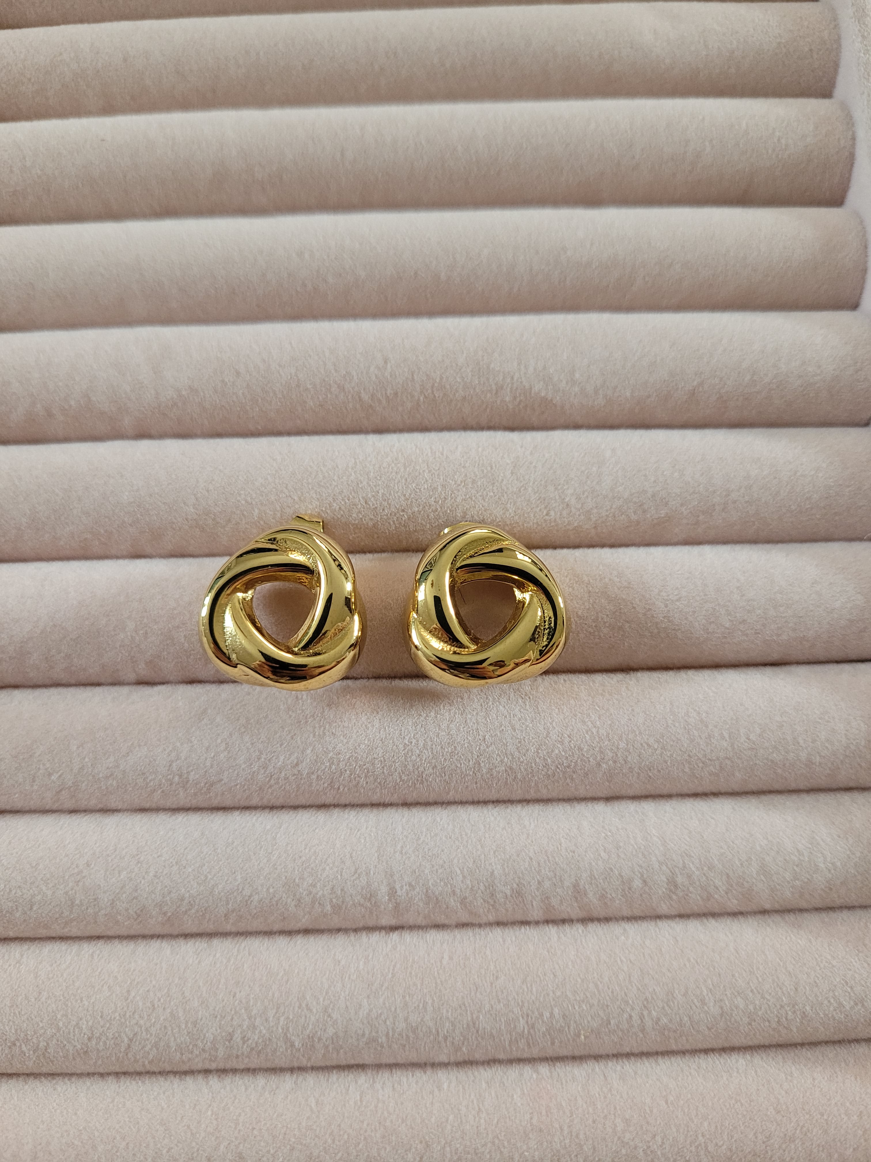 Gold Plated Twisted Hoop Stud Earrings