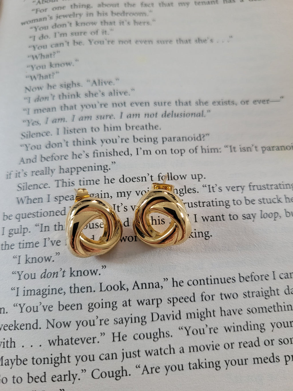 Gold Plated Twisted Hoop Stud Earrings