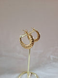 Gold Plated Textured Crescent Hoop Earrings