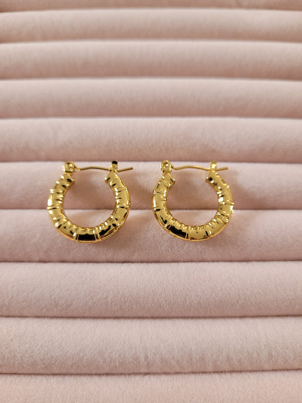 Gold Plated Textured Hoop Earrings
