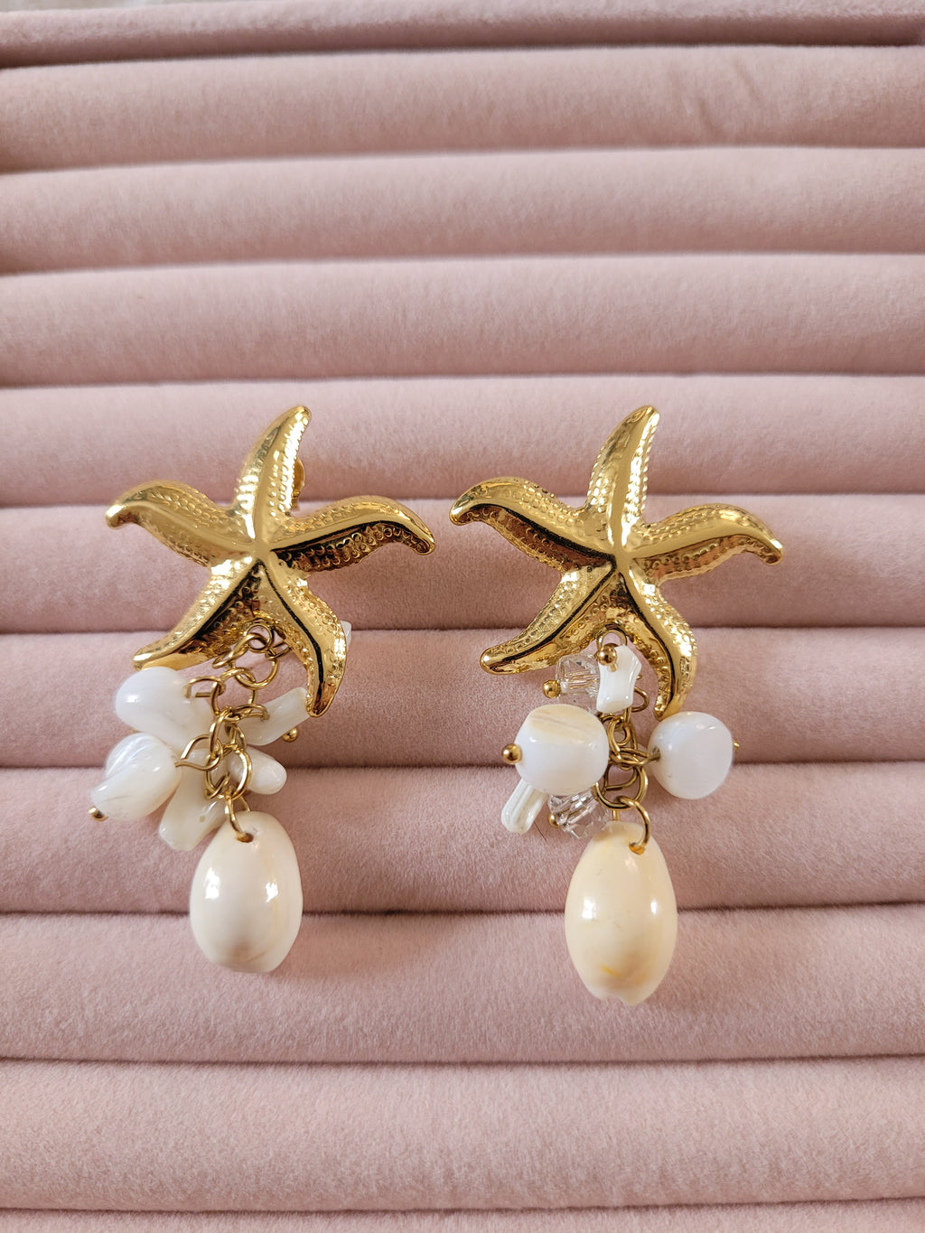 Gold Plated Starfish Charm Drop Earrings
