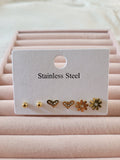 Gold Plated Mixed Stud Earrings Set