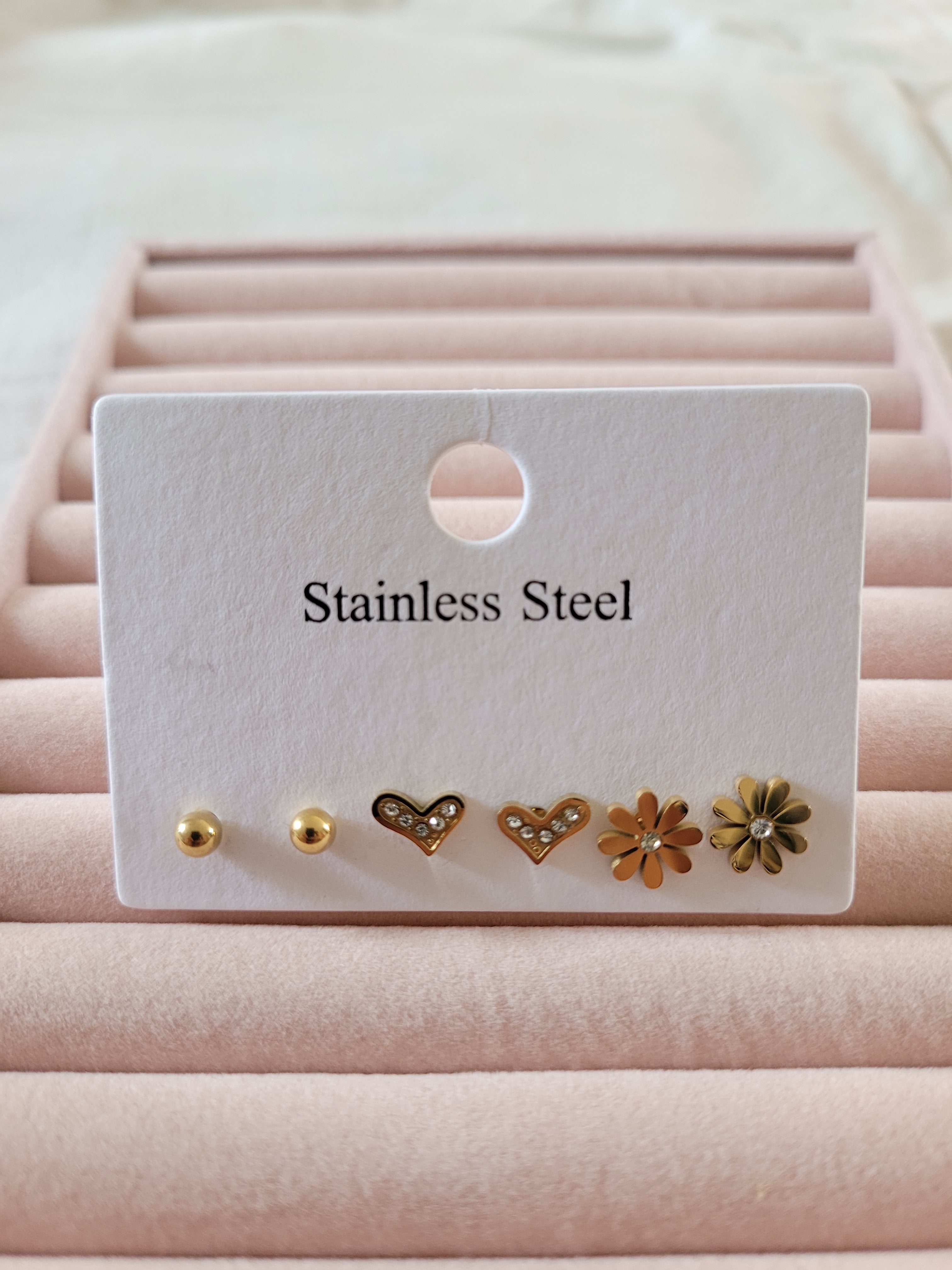 Gold Plated Mixed Stud Earrings Set
