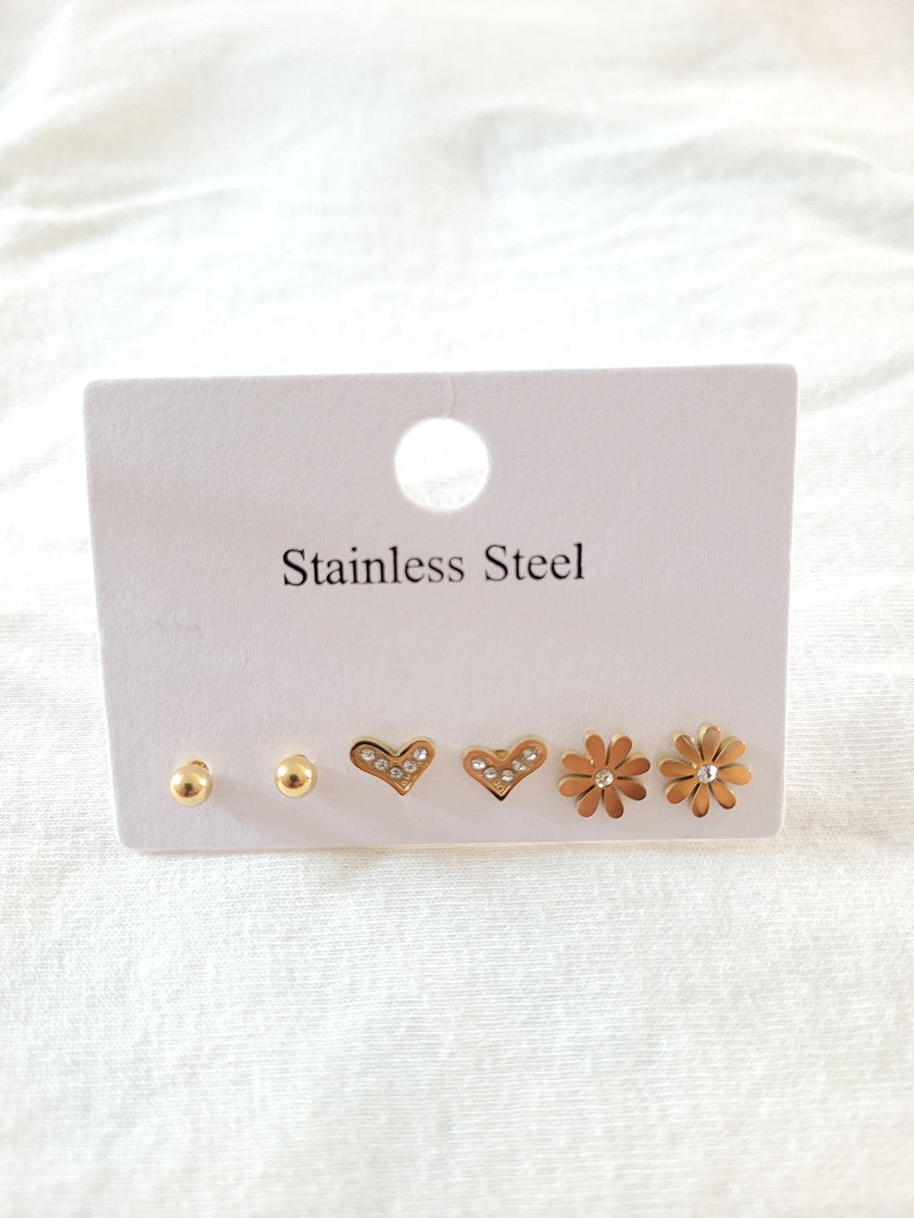 Gold Plated Mixed Stud Earrings Set