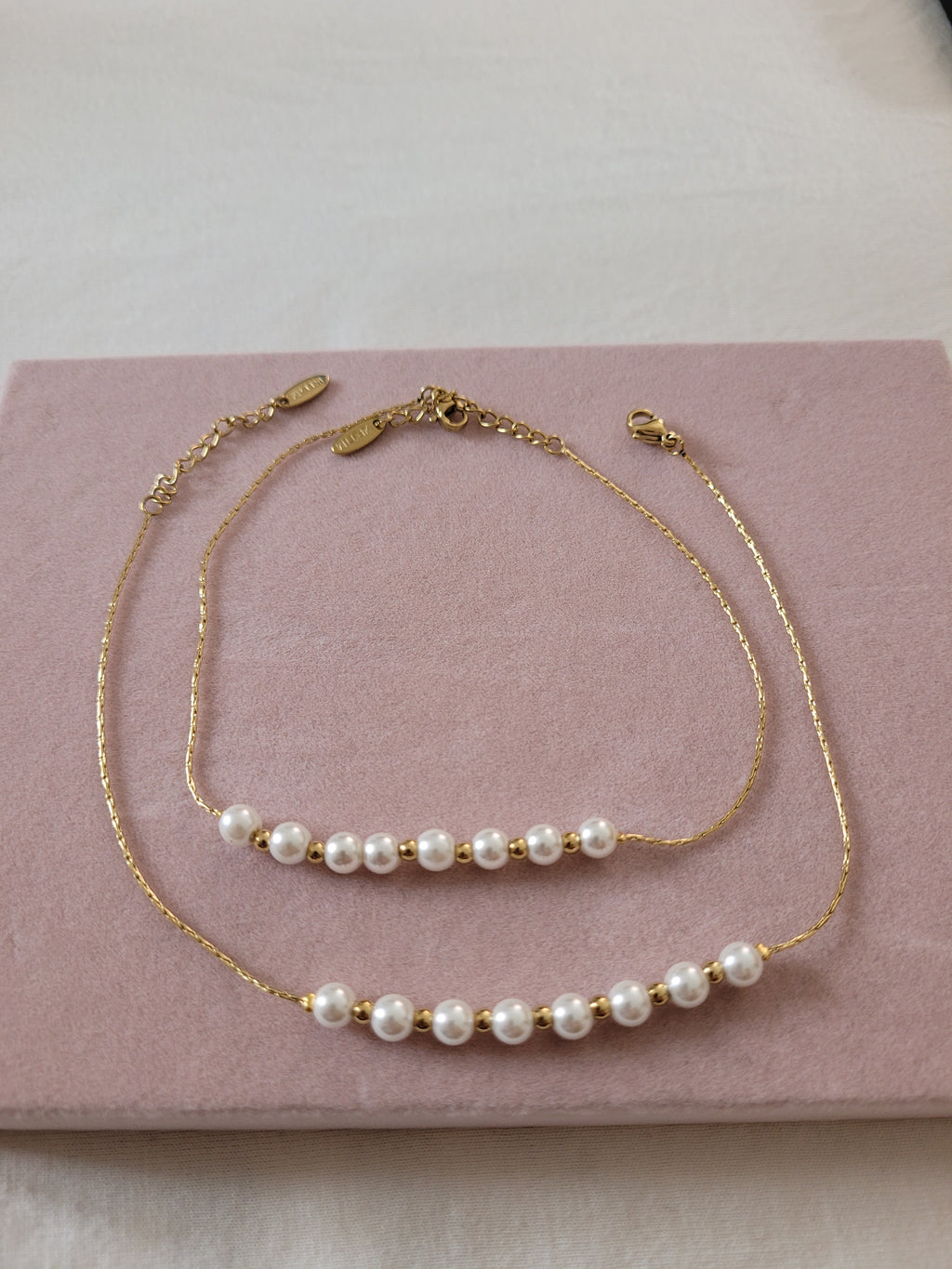 Gold Plated Pearl Chain Anklet