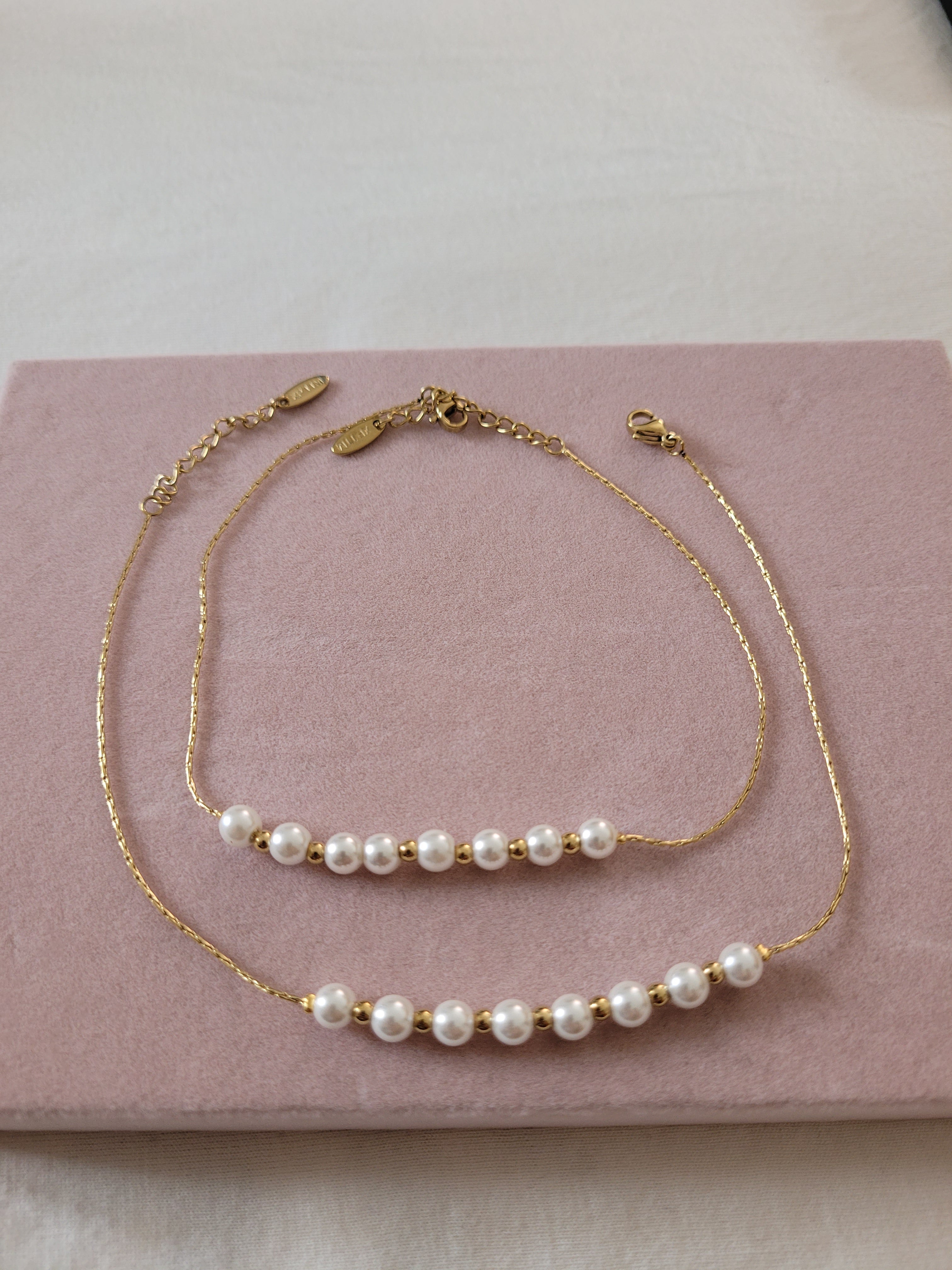 Gold Plated Pearl Chain Anklet