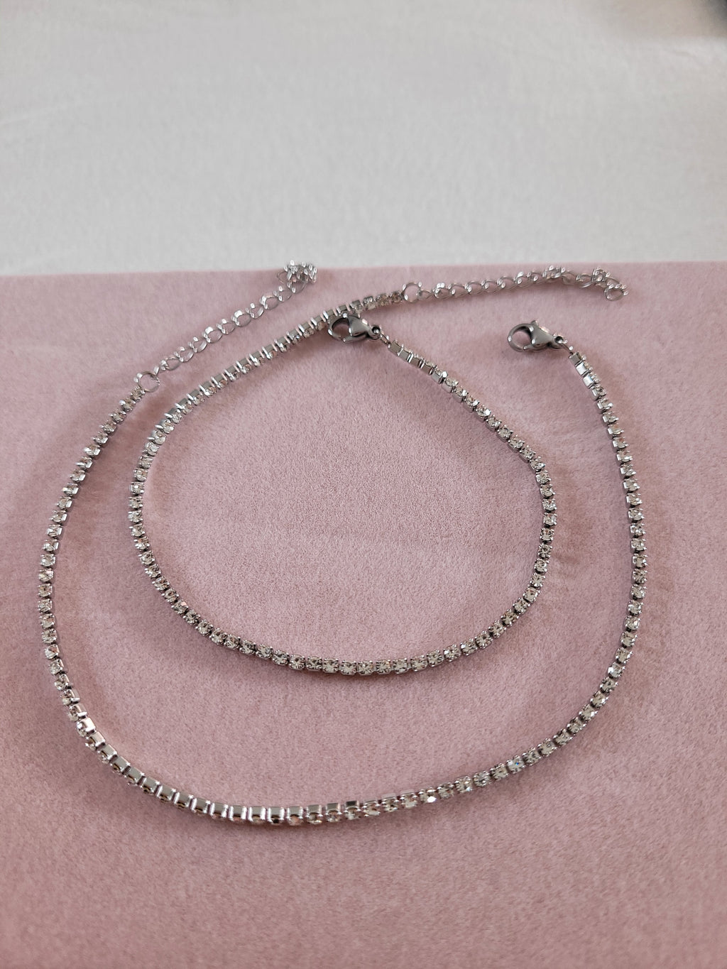 Silver Plated Crystal Tennis Anklet