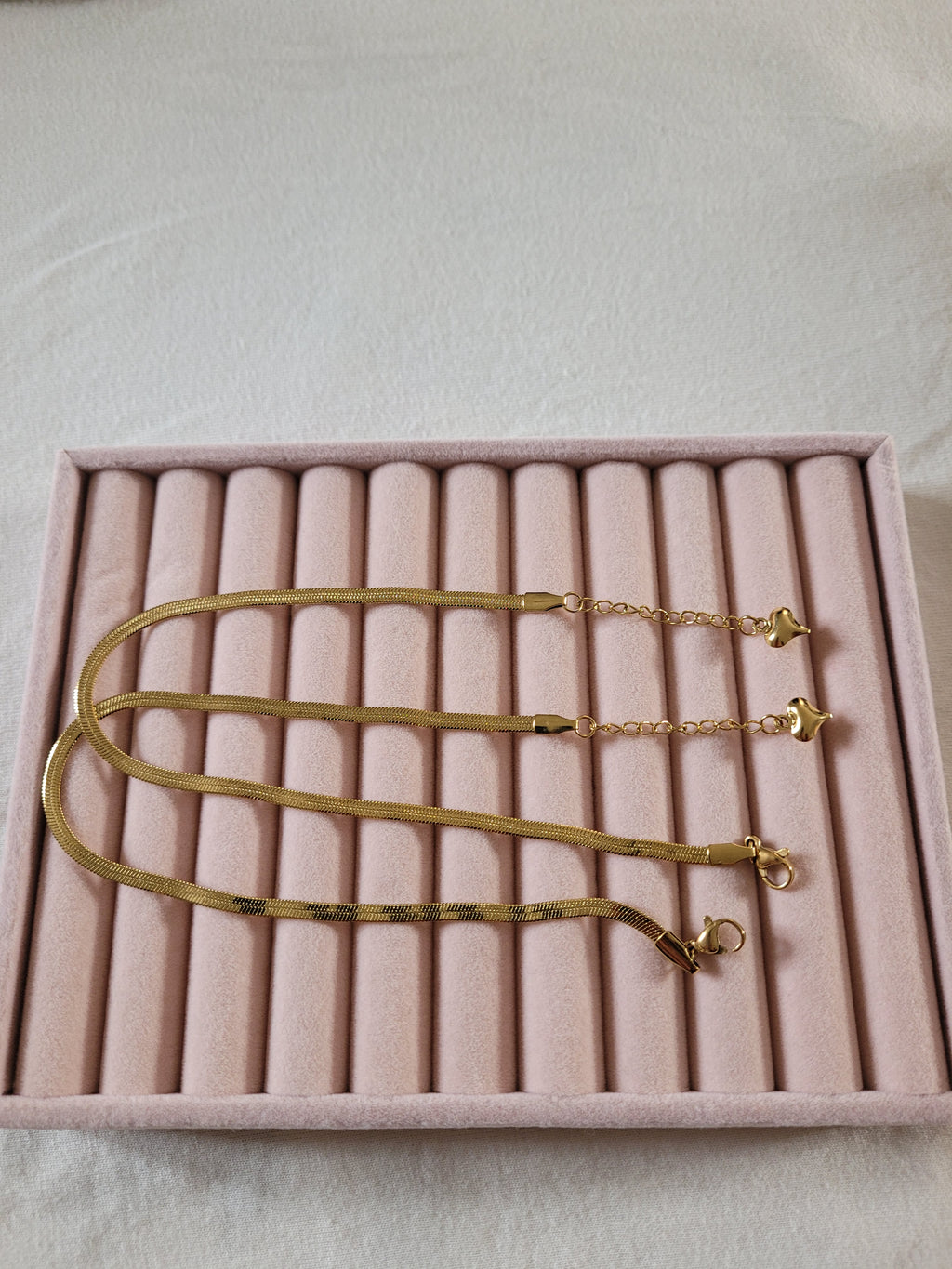 Gold Plated Herringbone Chain Anklet Set