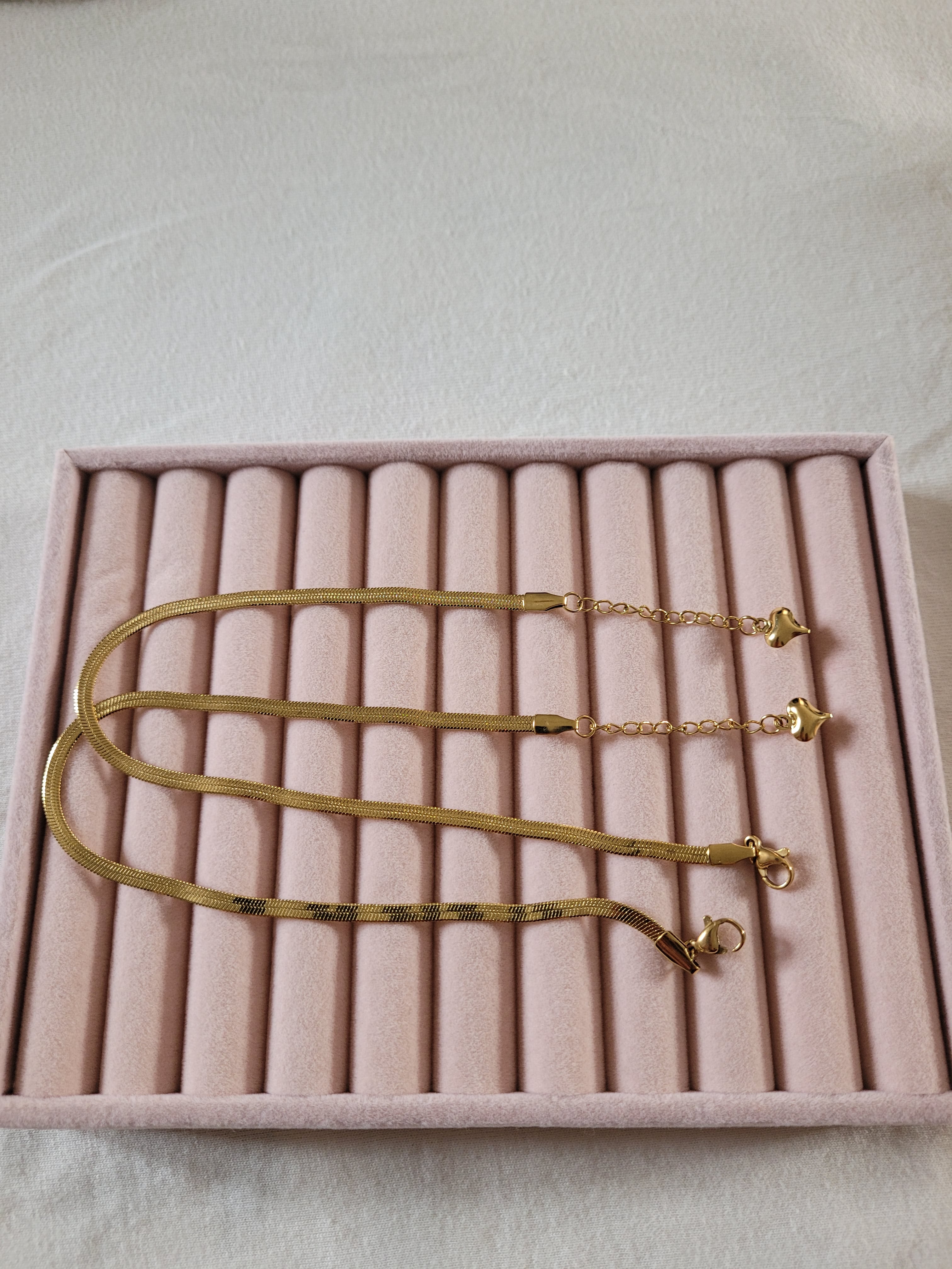 Gold Plated Herringbone Chain Anklet Set