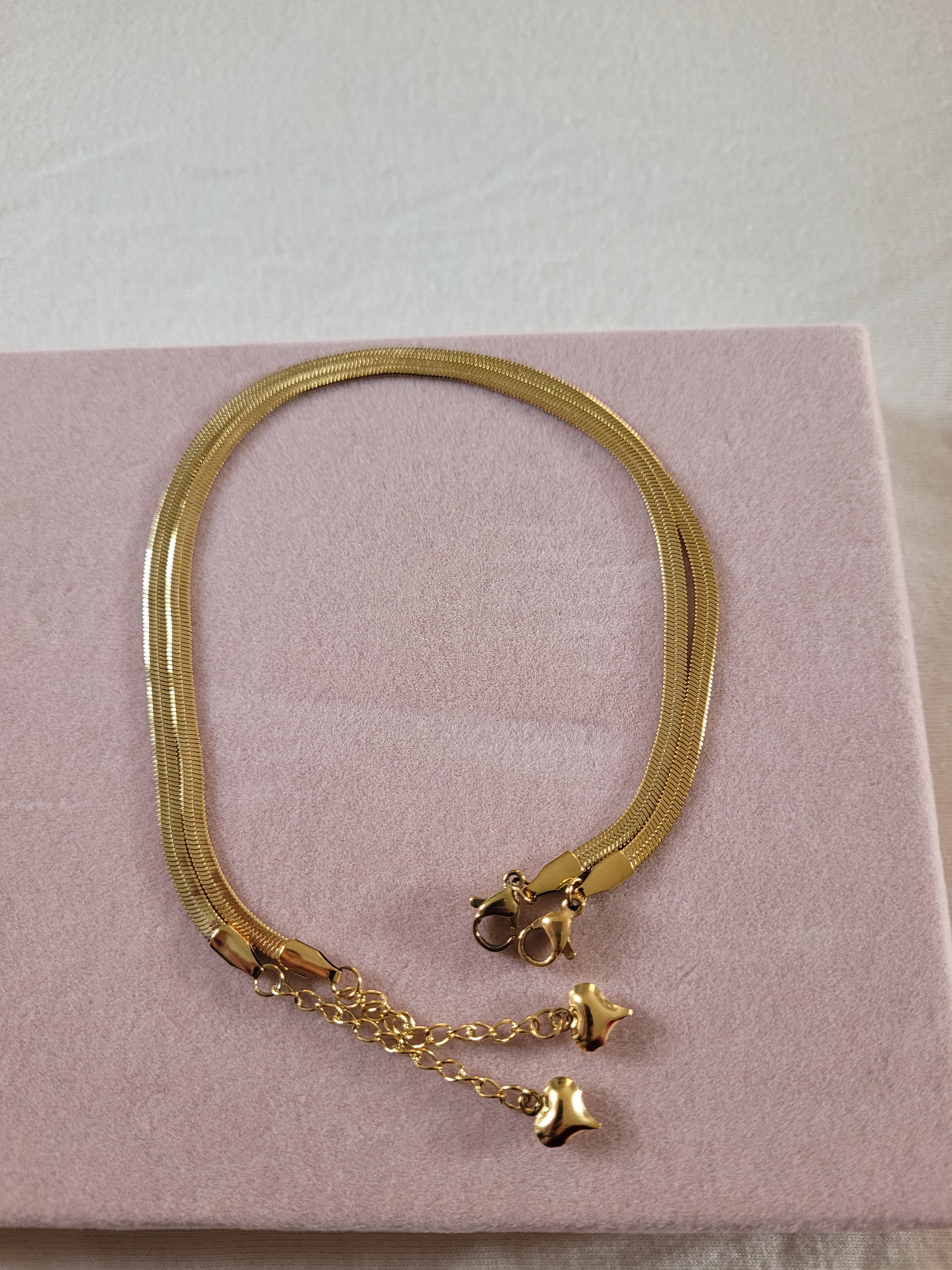 Gold Plated Herringbone Chain Anklet Set