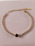 Gold Plated Black Stone Tennis Bracelet