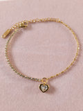 Gold Plated Heart Charm Tennis Bracelet