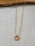 Gold Plated Peach Stone Pendant Necklace