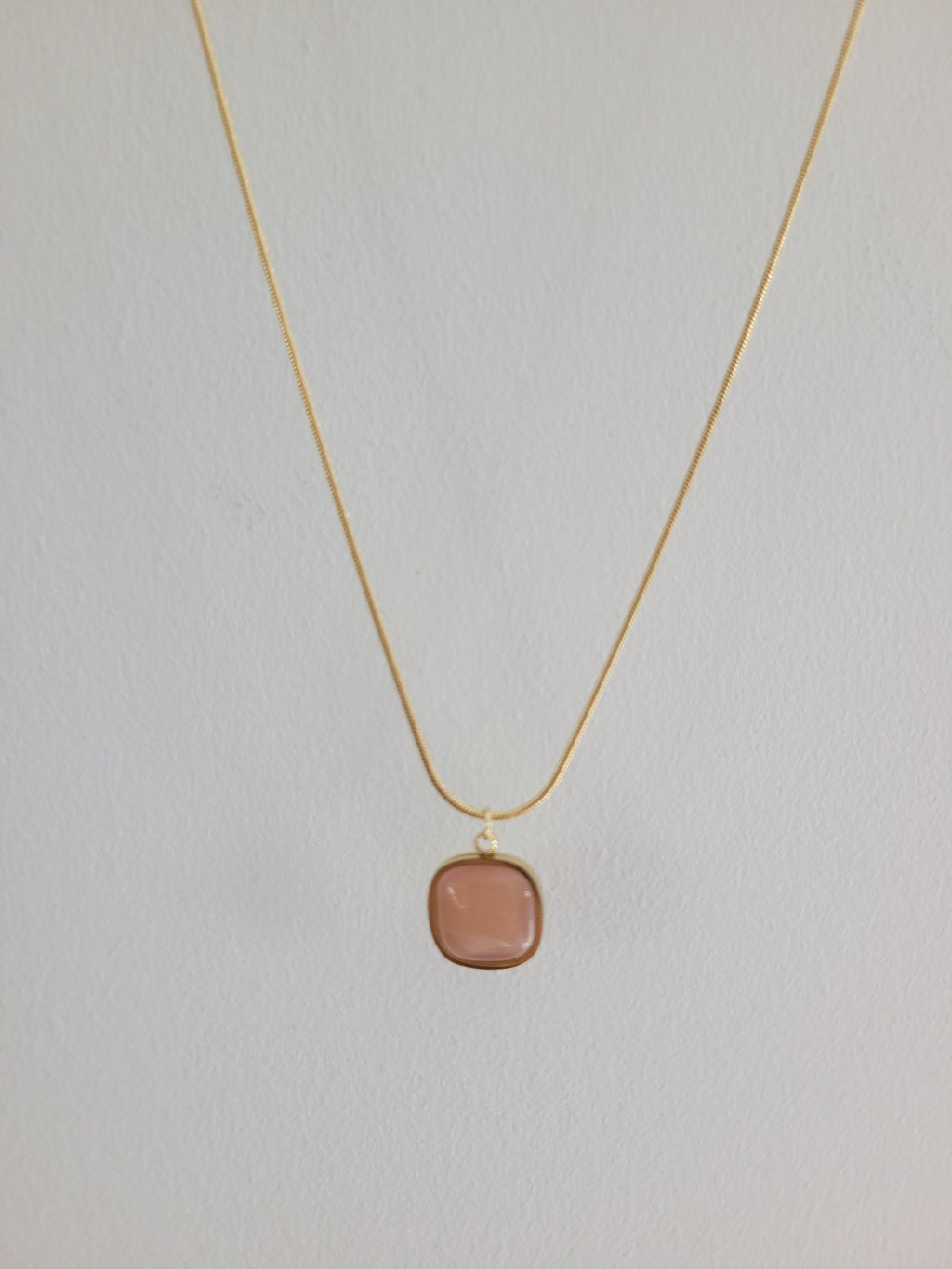 Gold Plated Peach Stone Pendant Necklace