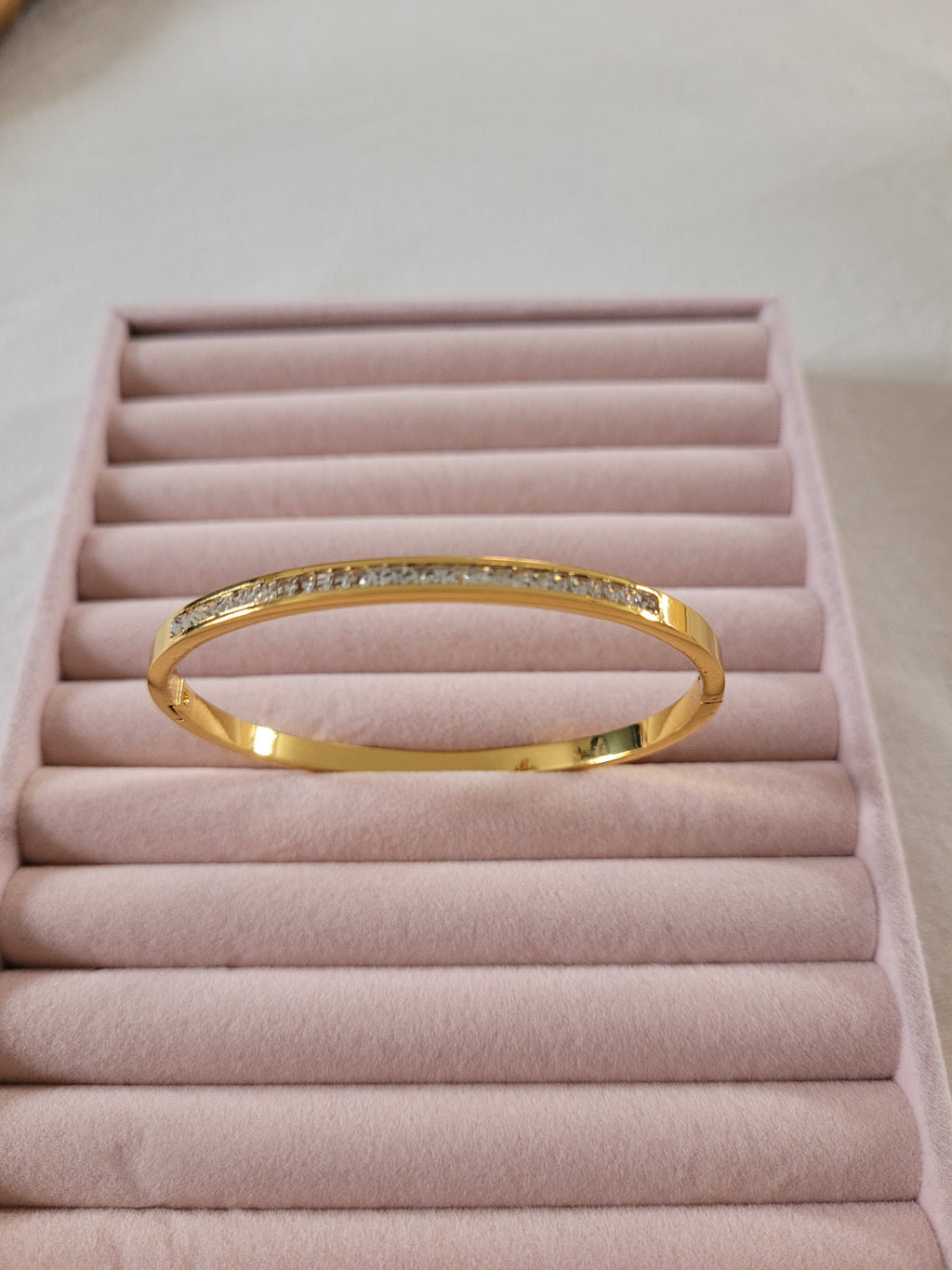 Gold Plated Crystal Line Bangle