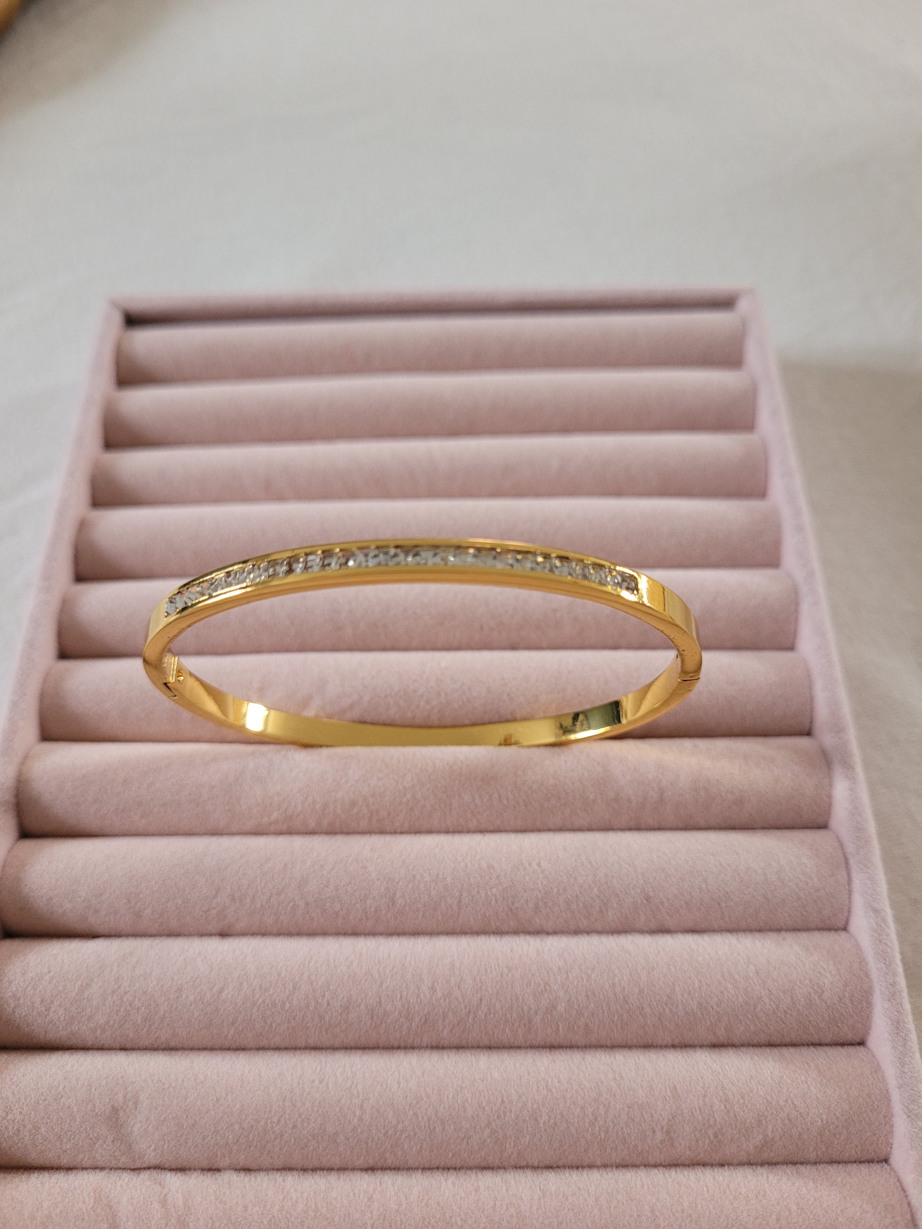 Gold Plated Crystal Line Bangle