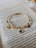 Gold Plated Evil Eye Charm Bangle