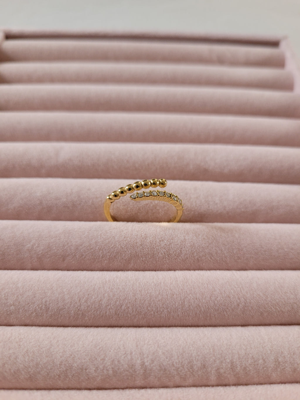Gold Plated Beaded Crystal Accent Ring