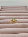 Gold Plated Emerald‑Cut Halo Crystal Ring