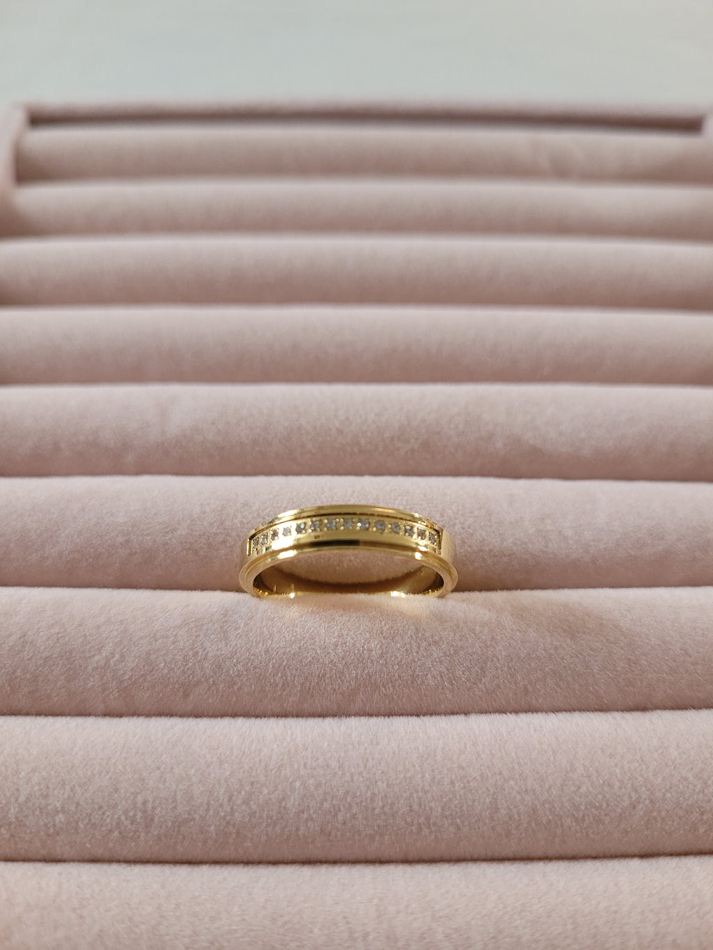 Gold Plated Crystal Row Band Ring