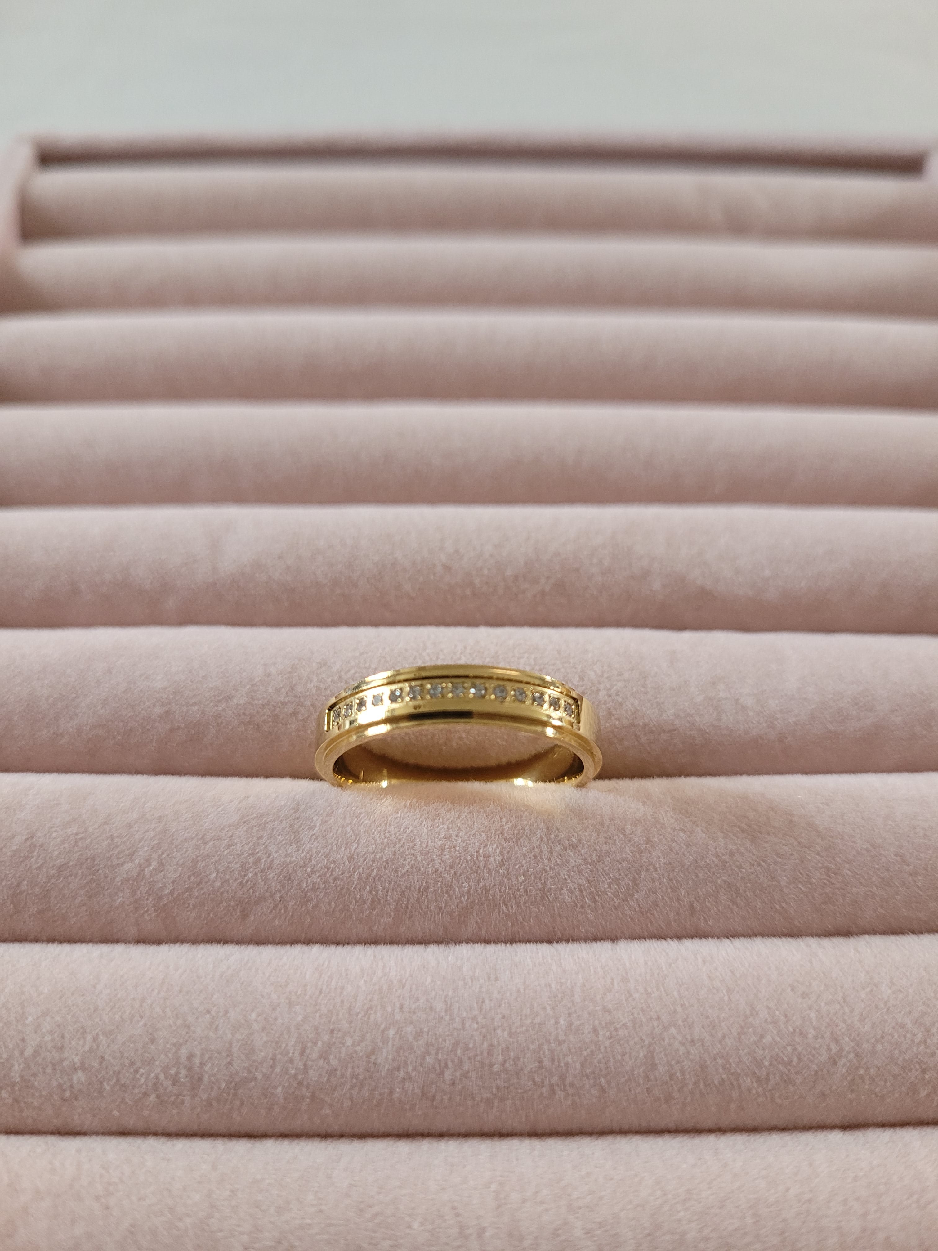 Gold Plated Crystal Row Band Ring