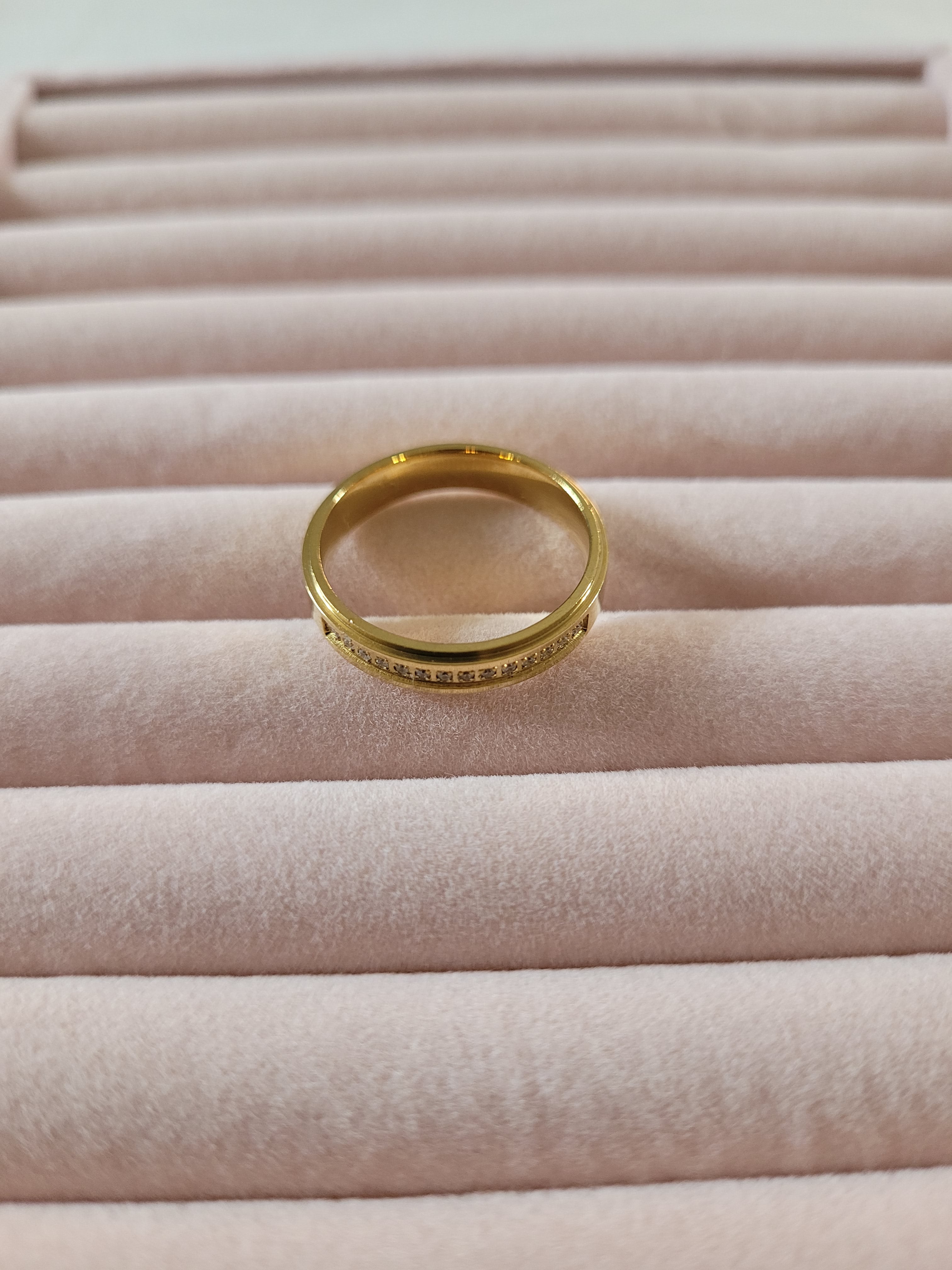 Gold Plated Crystal Row Band Ring