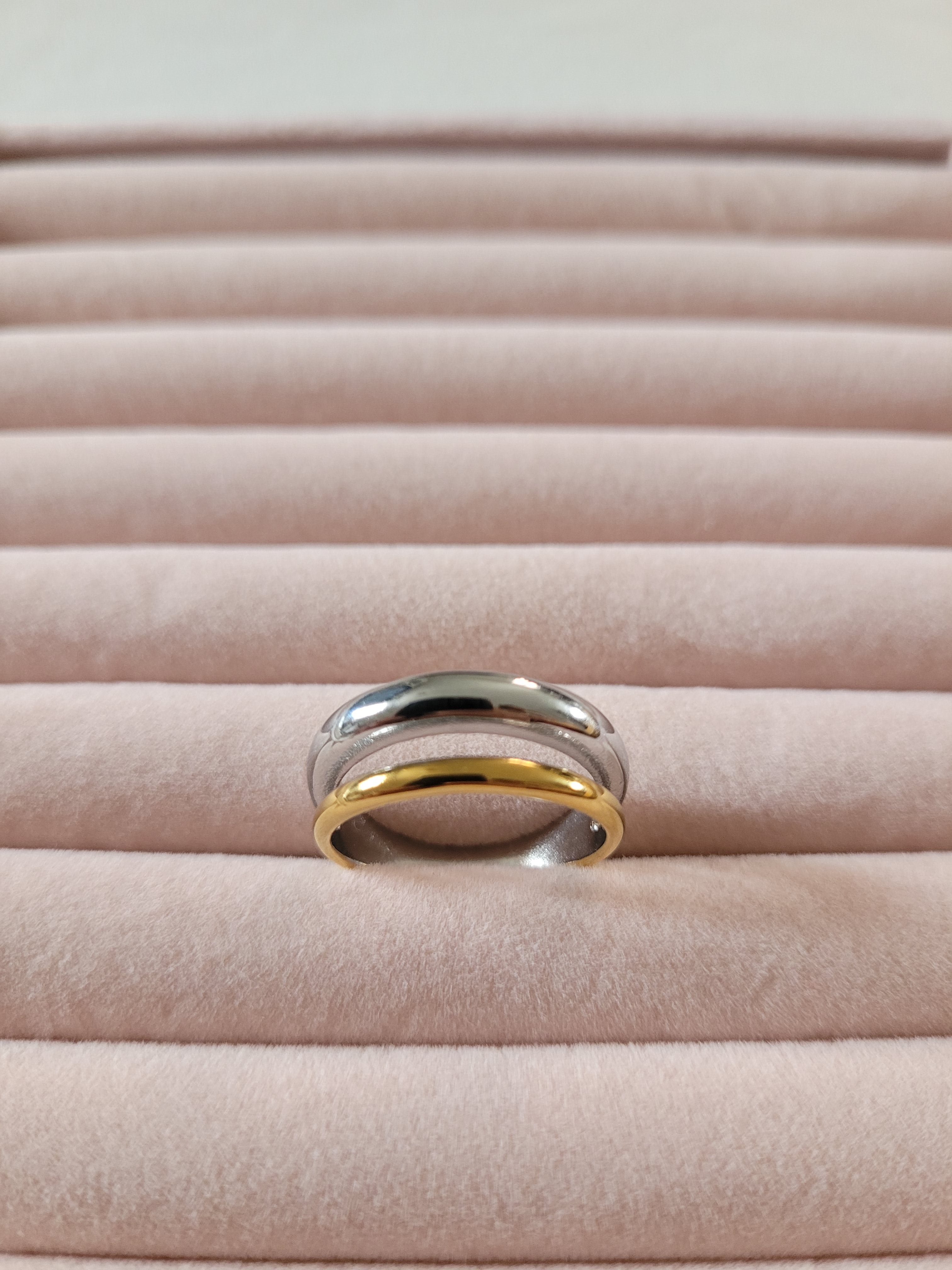 Stainless Steel Two‑Tone Stack Ring