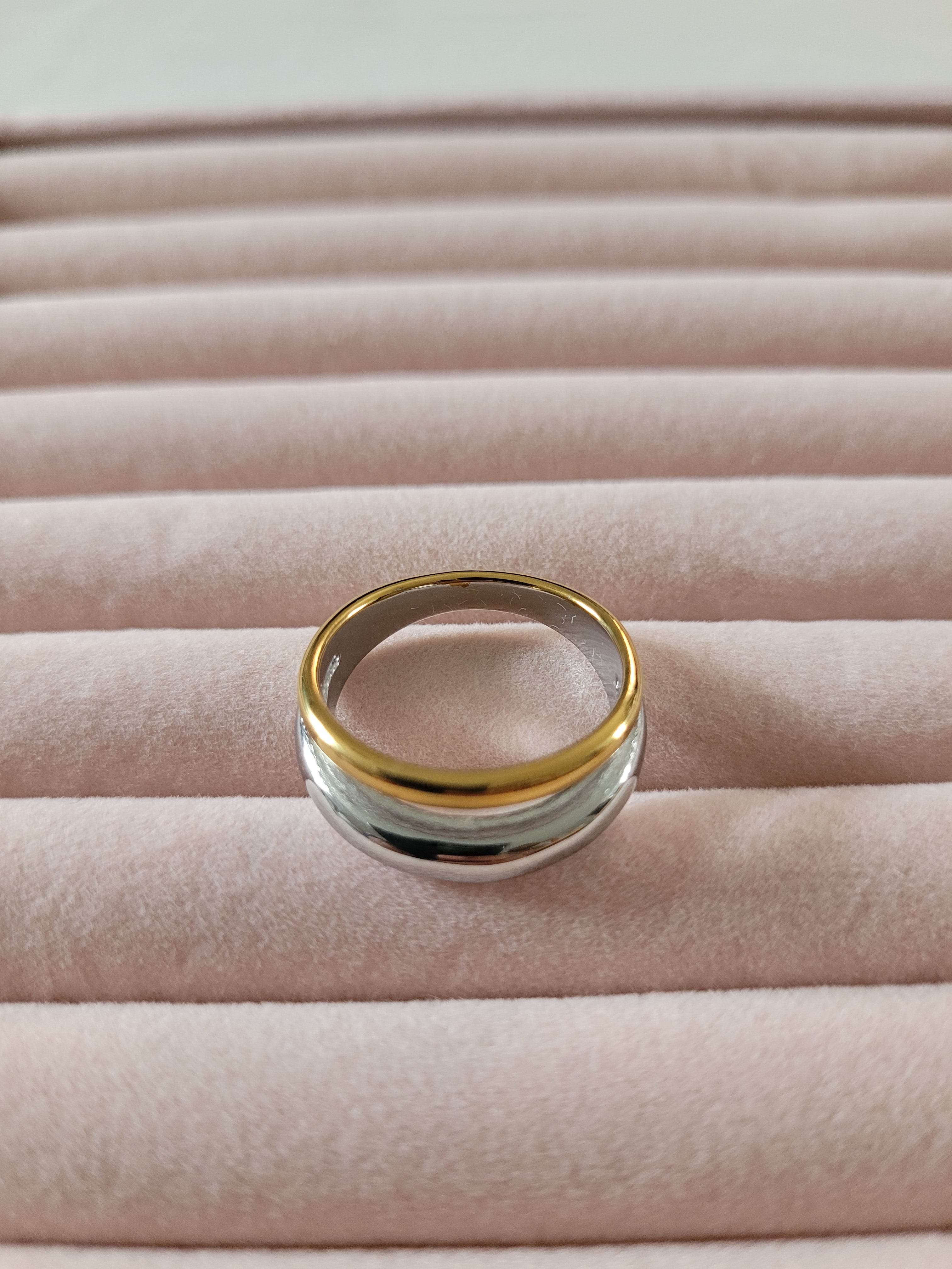 Stainless Steel Two‑Tone Stack Ring