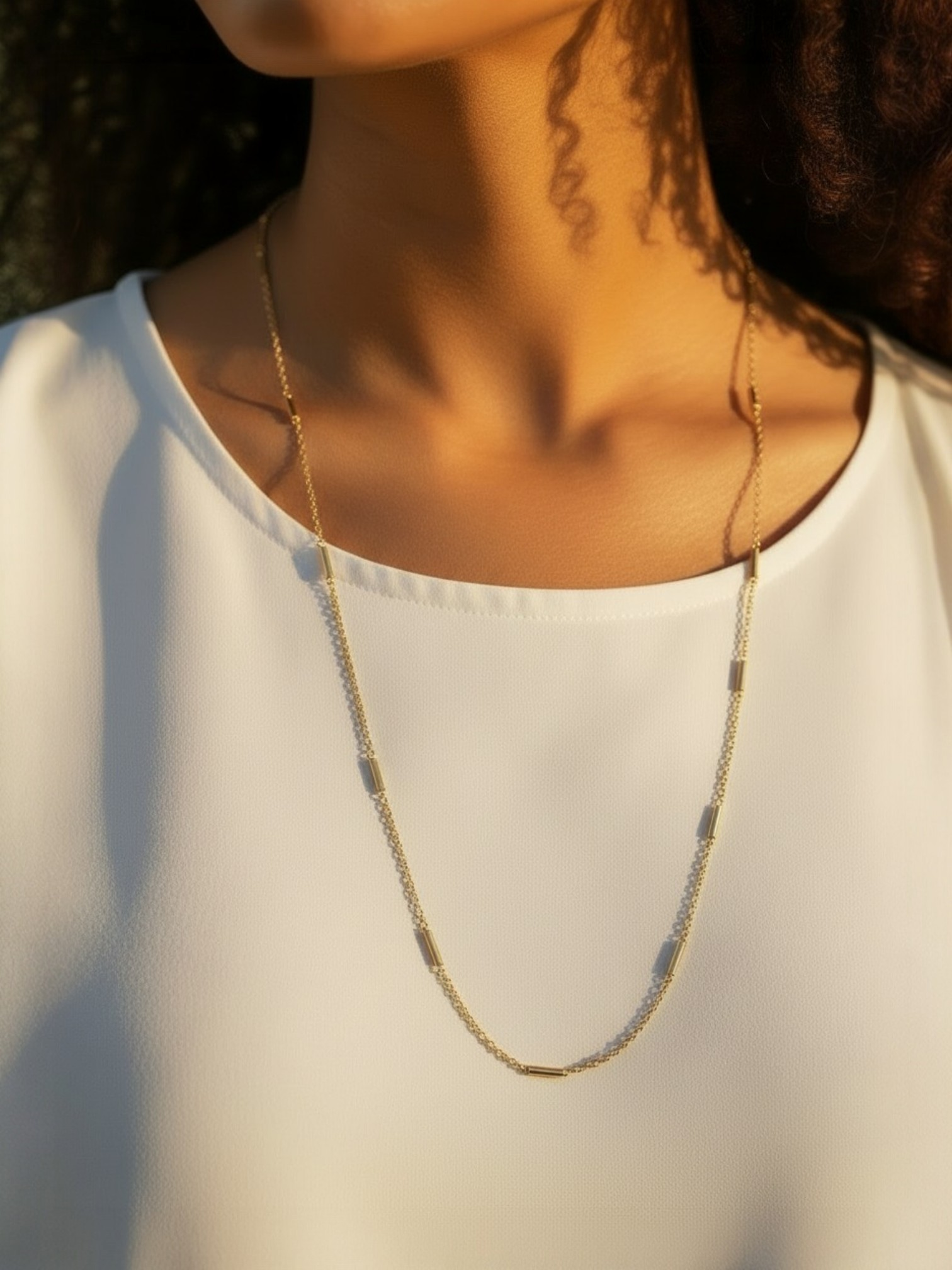 Gold Plated Bar Detail Necklace